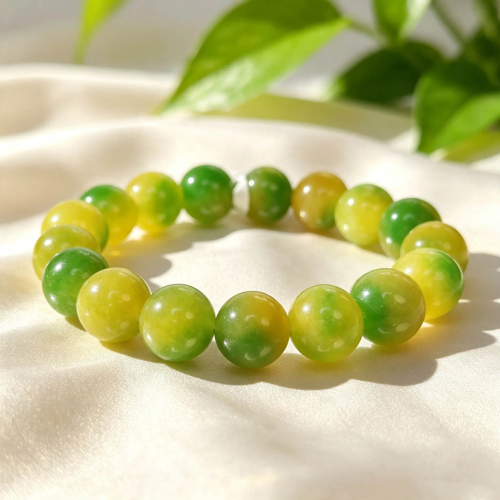 Unisex Non-Natural Green Quartz Stone Bracelet - Versatile Jewelry Accessory for Daily Wear