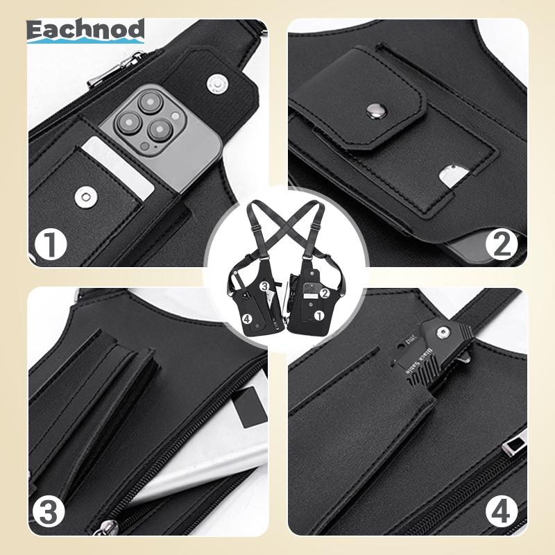 Eachnod Vintage Leather Anti-Theft Crossbody Bag for Men Women, Hidden Pocket Shoulder Bag for Cycling, Hiking, Travel & Everyday Use