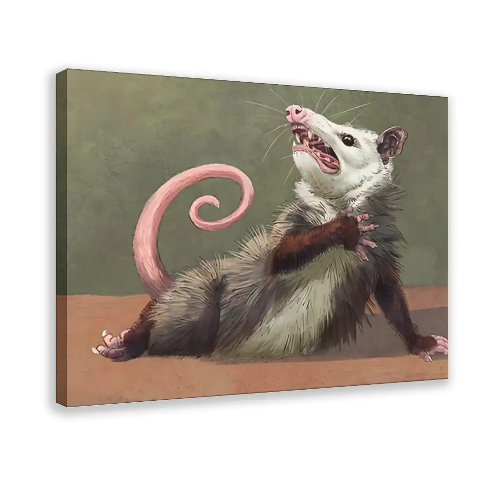 Funny Screaming Opossum Renaissance Oil Painting Style Canvas Wall Art for Dorm Living Room Office Relatable Mood Animal Decor Ready to Hang summerwins