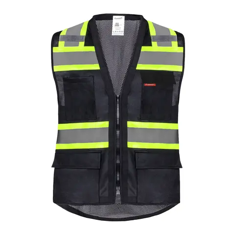 ProtectX Hi-Vis Safety Vest for Men & Women, ANSI Class 2 High Visibility Reflective Work Vest with 6 Pockets, Construction & Roadside Safety Apparel (S–4XL)