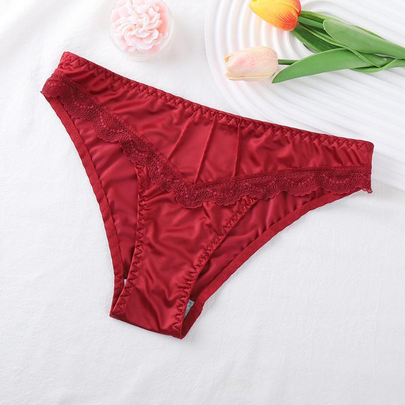 5 Pcs Women Underpants Low-waist Advanced Light Seamless Floral Lace Trim Silky Stretchable Panties Women Honeymoon Wedding Night Thong Womenswear Comfort Mother's Day Gifts