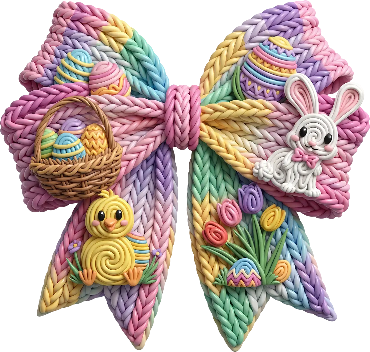 DTF Transfer – FU Yarn Easter Bow Multi Sizes