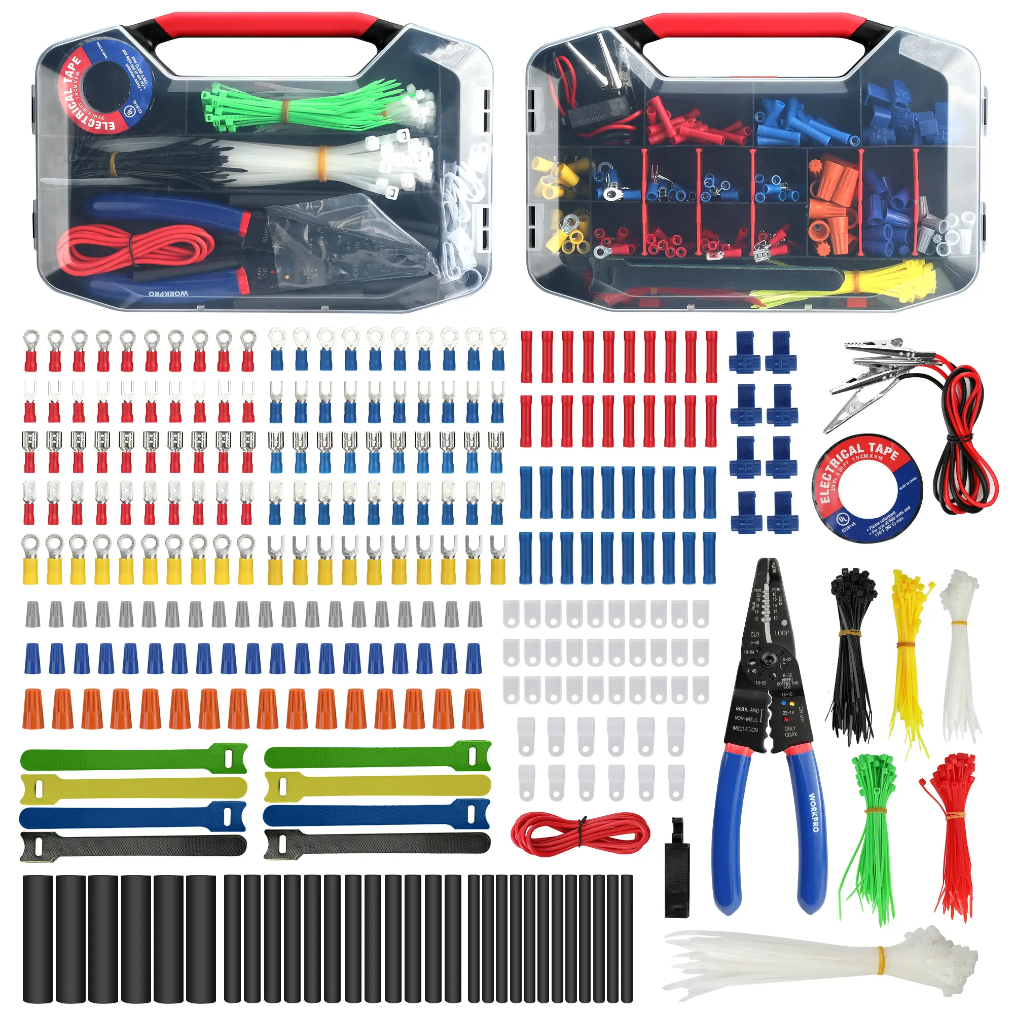 WORKPRO Tool Upgrade 582-Piece Electrical Repair Quick Connector Tool Kit with Crimp Terminals, Wire Connectors, Heat Shrink Tube, Wire Cutter Stripper, Quick Connector Tool Kits