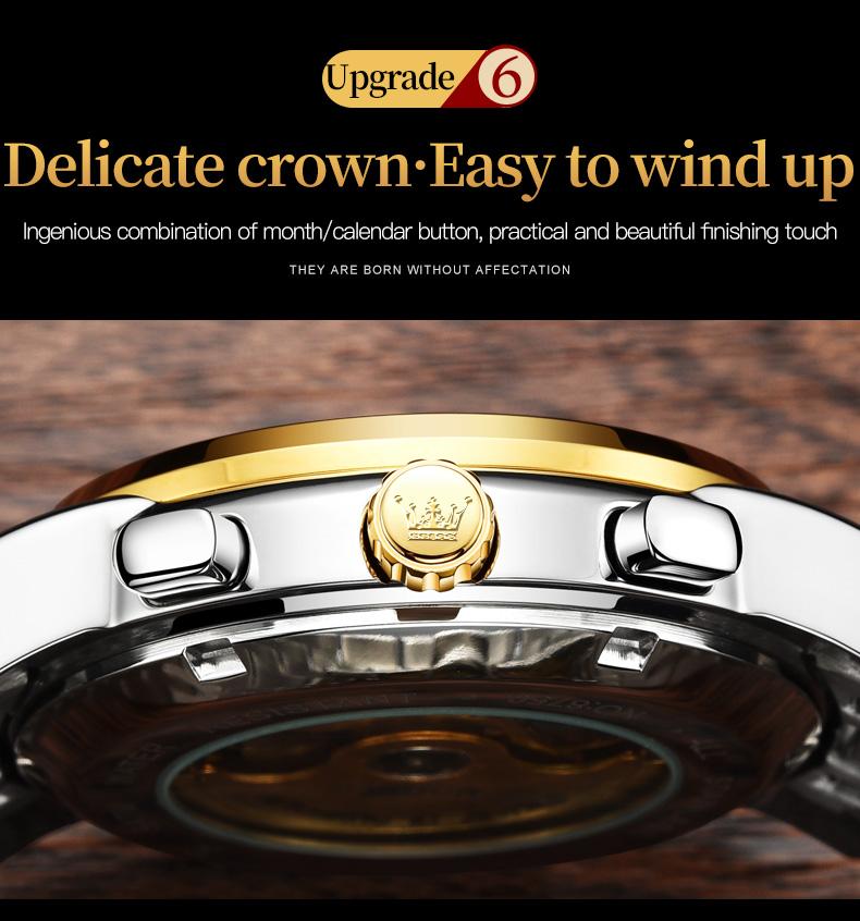 Genuine high-grade luxury hollow design multi-function dial men's watch OLEVS brand flagship new luminous waterproof fully automatic mechanical watch 6607