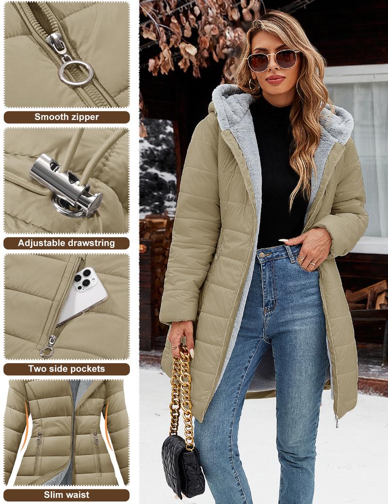 UMIPUBO Winter Women's Winter Windproof Fur Warm Slim Fit Down Jacket - Waterproof Long Ski Coat for Commuting