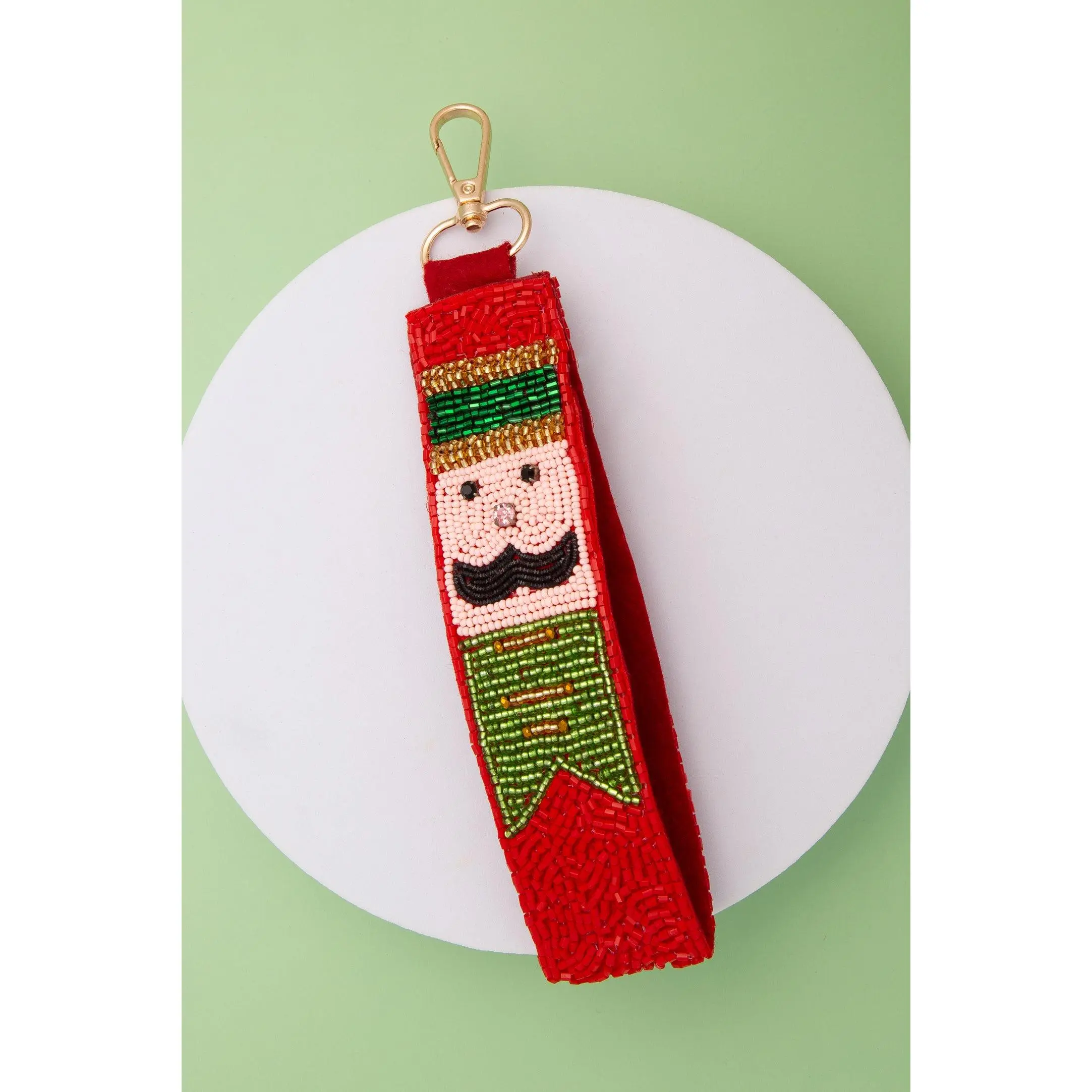 Blake Christmas Theme Crystal Seed Beaded Wristlet Keychain