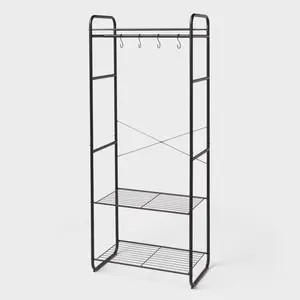 Metal Garment Rack with Shelves and Accessory hooks - Brightroom