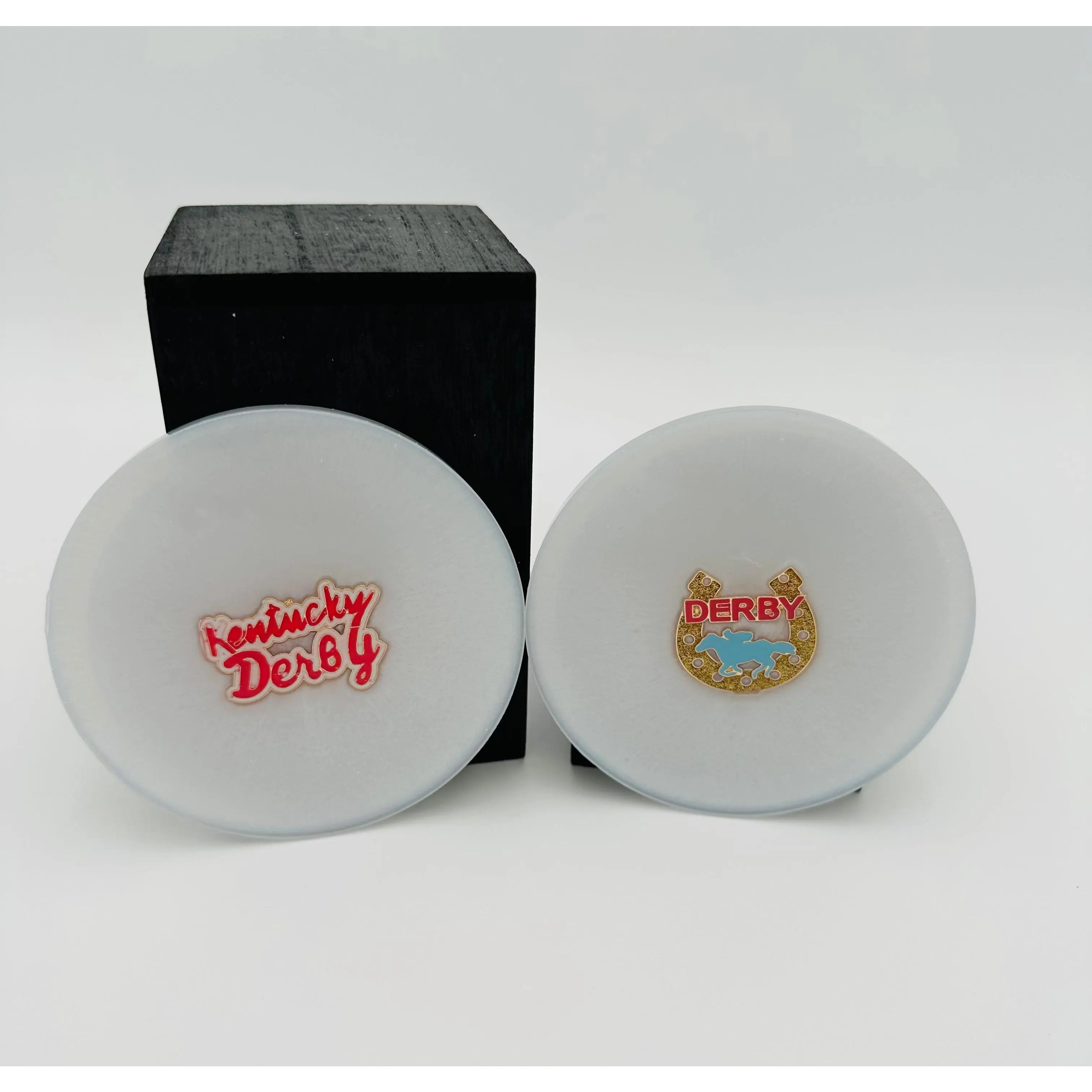 Handcrafted Resin Kentucky Derby Coasters, Inlaid Design, Set of 4