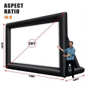 GARVEE 20FT Inflatable Projector Screen with Air Blower, 16:9 Screen Ratio, Easy to Carry Storage Bag, Ideal for Outdoor Movie Nights