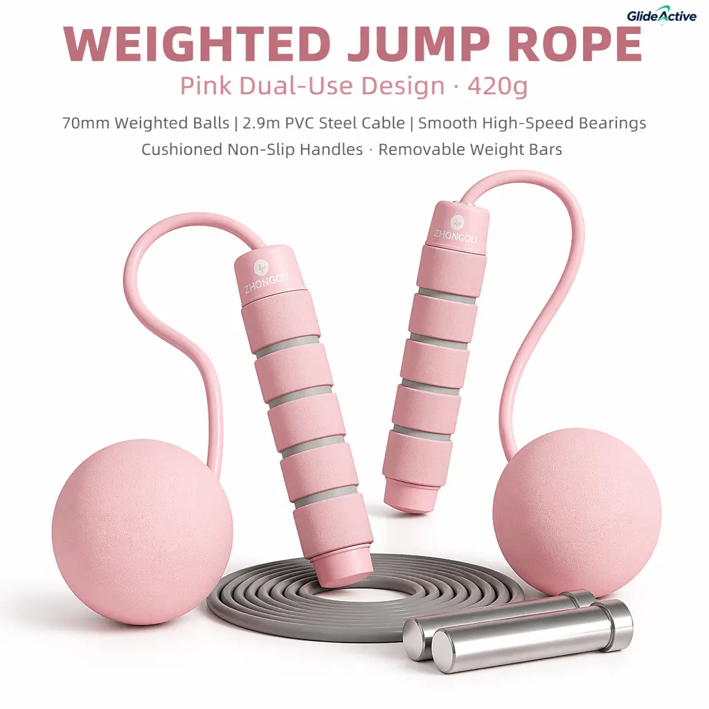 Weighted Jump Rope 2-in-1 Cordless Tangle-Free Foam Handles for Weight Loss Home Workout Women Men