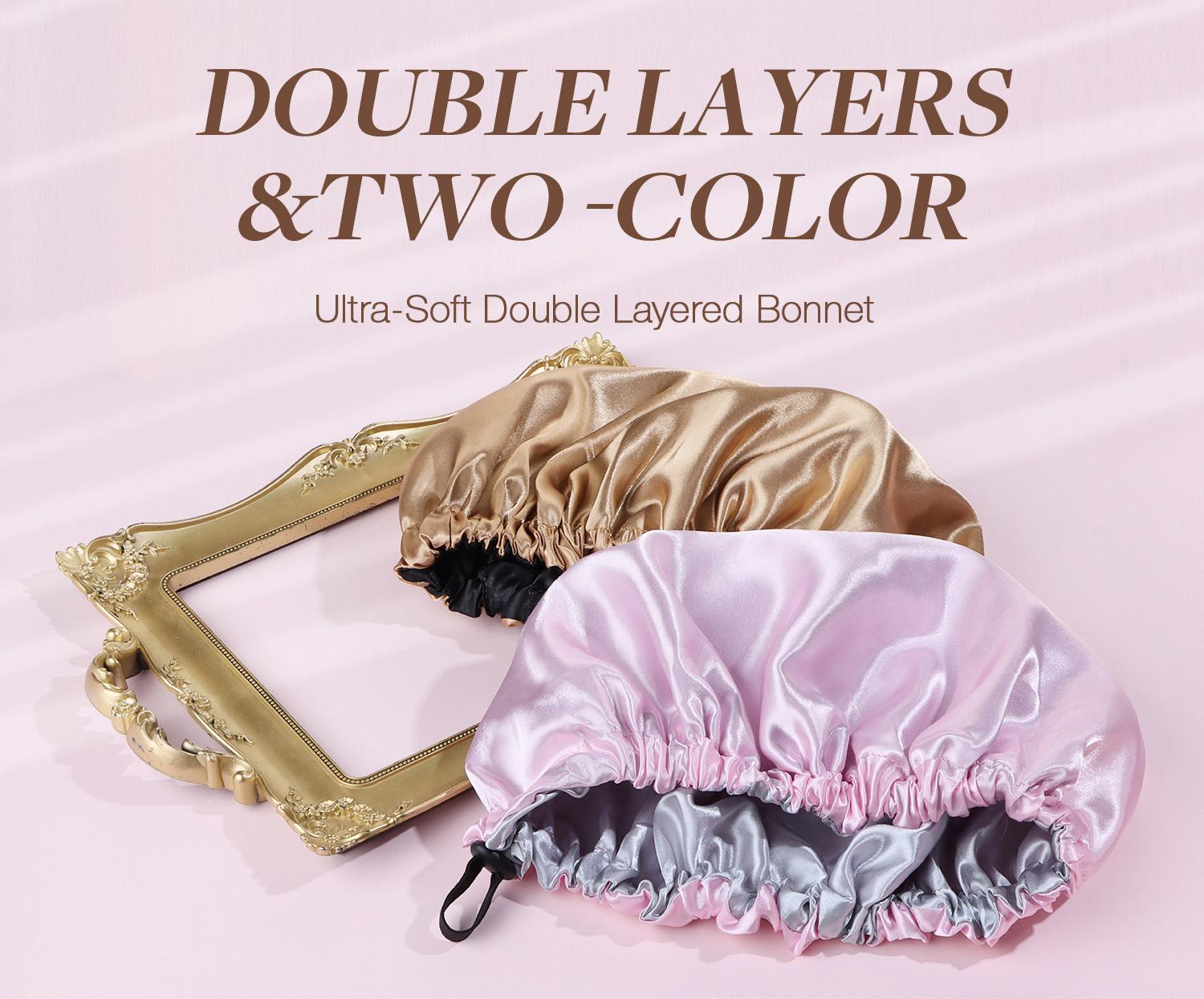 GOOGOO Adjustable Band Satin Bonnet For Sleeping & Hair Care Shower