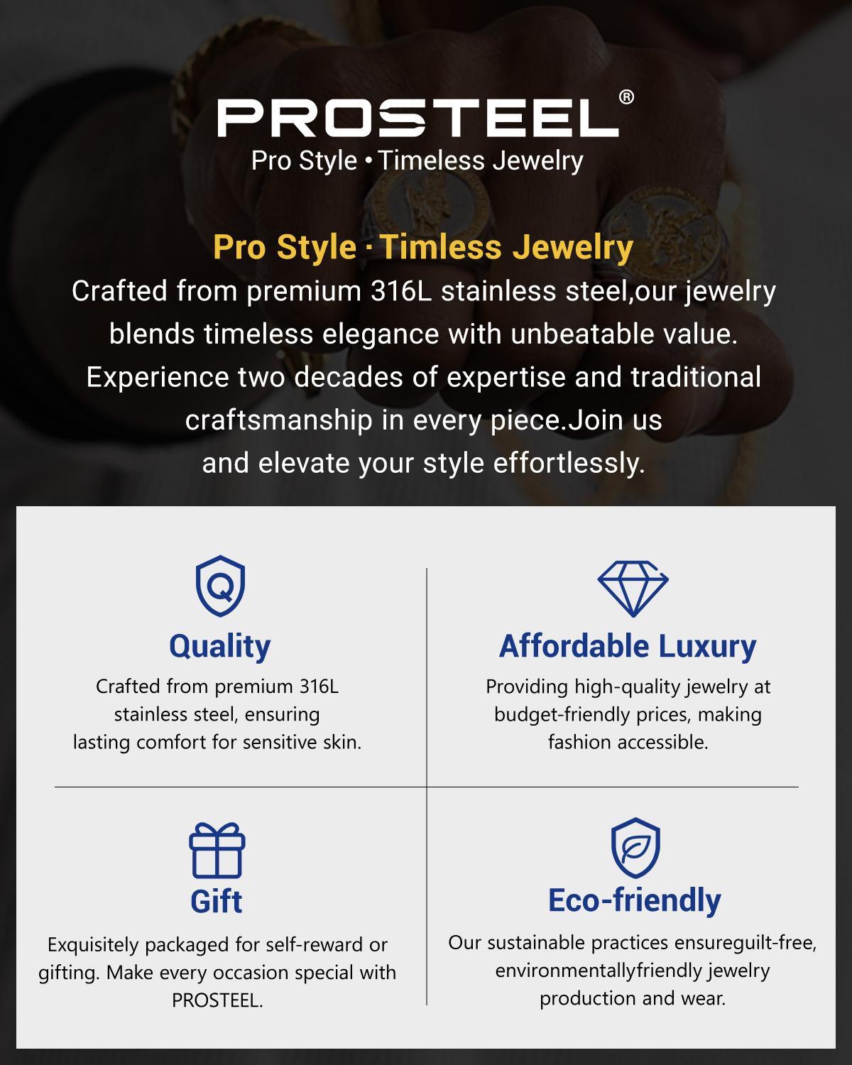 [Add note or leave message] PROSTEEL Personalized Customisation Stainless Cuban Link Chain Necklace for Men, Stainless Steel/Black/Golden Chunky Curb Chain Necklace in 6/9/12mm Width 18-30 Inches with Box Packed