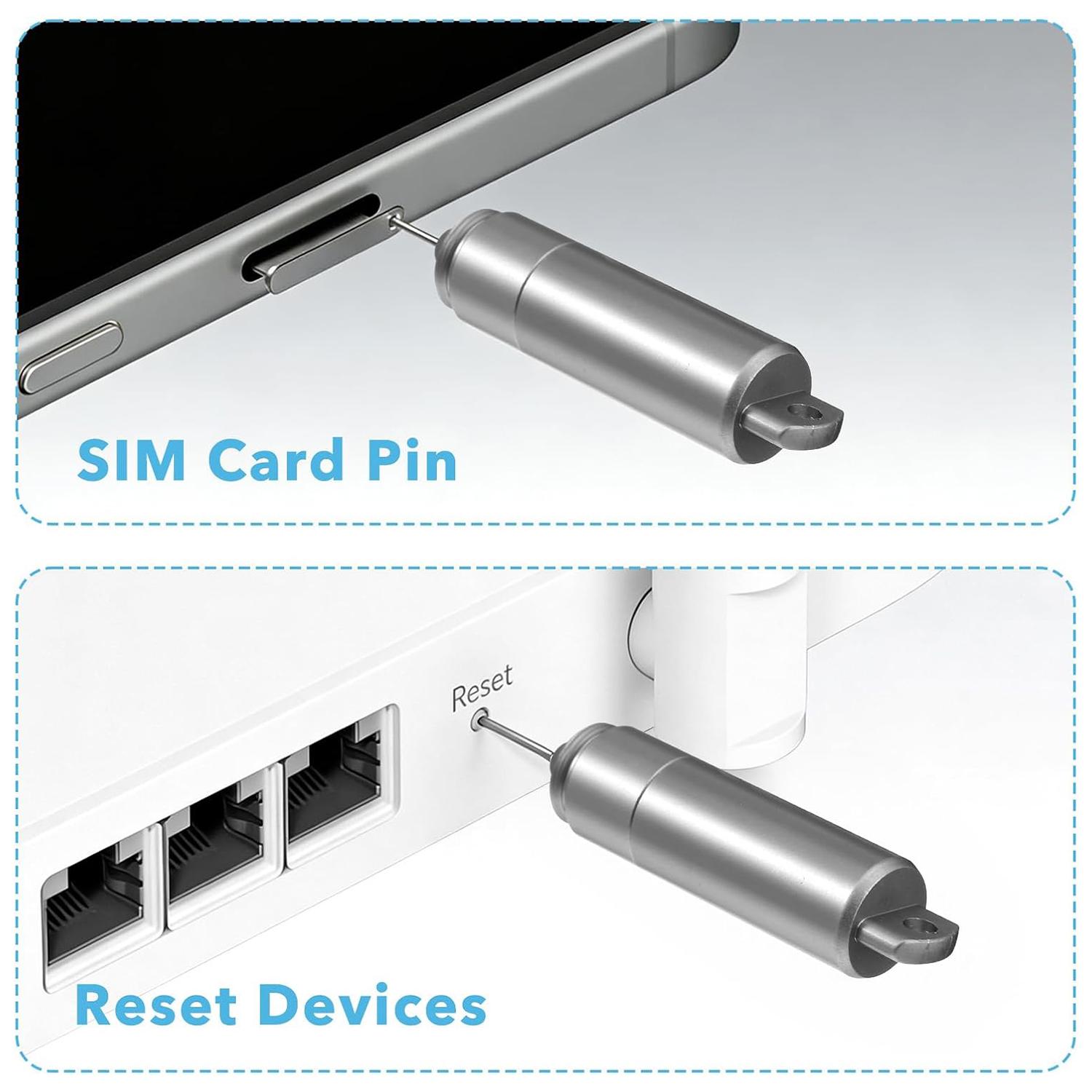 SIM Card Tray Removal Tool with Cleaning Brush, 2 in 1 EDC Portable Keychain Eject Pins Reset Needle Opener Cleaning Pen for iPhone Airpods Pro