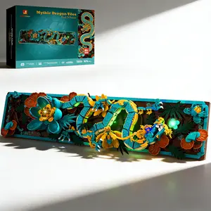 Finding Stillness: The Dragon’s Zen Garden - JMBricklayer Mythic Dragon Relief with LED Lights, Meditative Wall Art & Floral Building Set (70019)