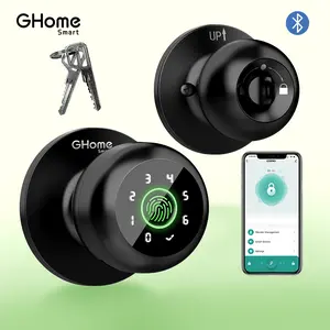 GHome Smart 4-in-1 Fingerprint Door Knob with Keypad, Biometric Keyless Entry Smart Door Lock with App Control for Home, Bedroom, Apartment, and Office Doorknob