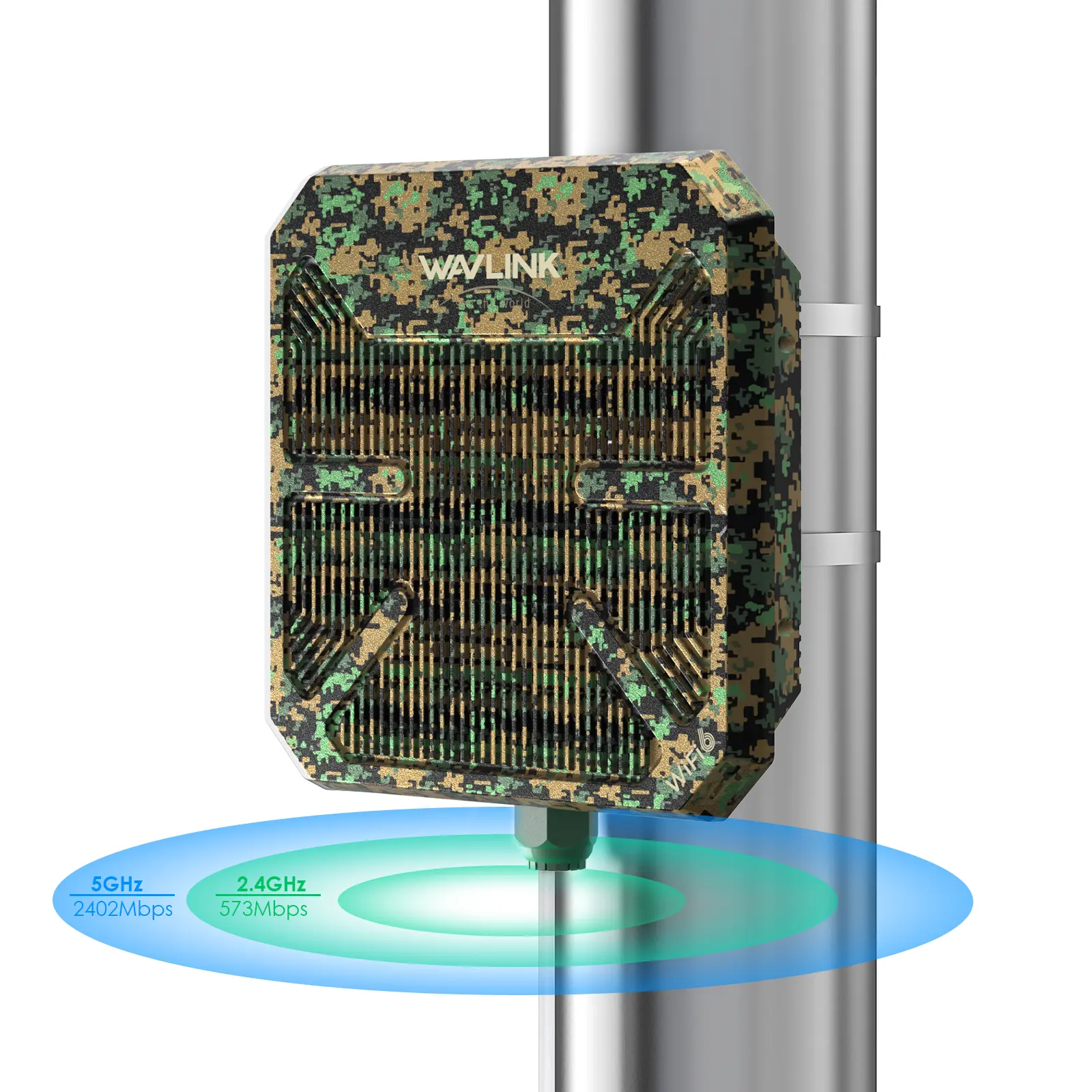 WAVLINK AX3000 Outdoor WiFi 6 Extender, Dual Band Long Range Network Repeater with AP/Router Modes, PoE, 3KM PtP Transmission, IP67 Waterproof, Ethernet Port, Supports 256 Devices, Outdoor Gadgets for Camping/Farm