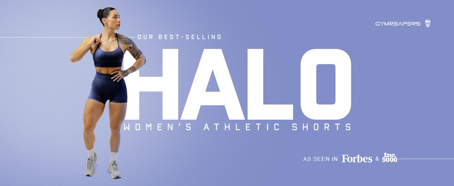 Gymreapers Halo Athletic Compression Shorts for Women - Seamless Knit Interlock Fabric for Breathability and Flexibility