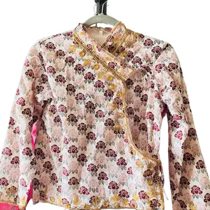 Nepali Dhaka Boutique handwork Chaubandi Choli- Traditional Nepali Womenswear- Pink Color