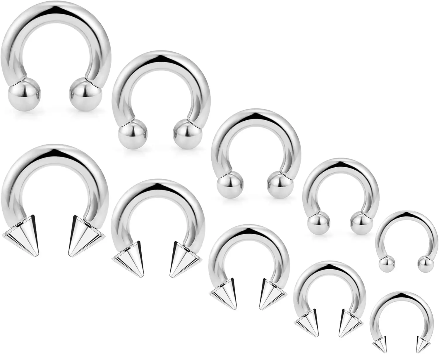 6G 8G 12G 14G 16G Septum Ear Earrings Gauges Stretching Piercing Kit 316L Surgical Steel Internally Threaded Pierced Body Jewelry for Women 10mm 12mm 14mm 16mm
