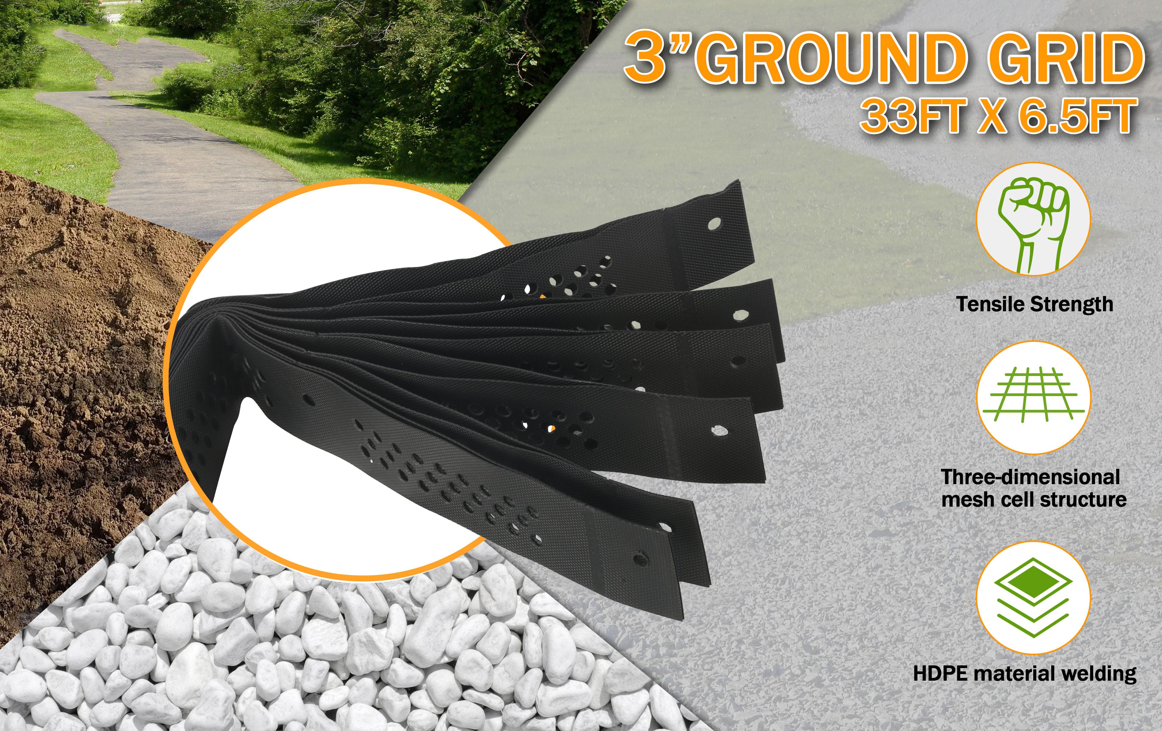SUNNYGLADE 3" Thick Ground Grid 33 x 6.5 FT Gravel Retainer 1880 LBS Per Sq ft HDPE Material Anti-slip & Anti-deformation for DIY Patio Walkway Driveway Stabilization