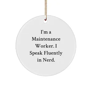 Funny genius Maintenance Worker Gifts from Friends and Family - Circle Ornament for Christmas Unique Presents