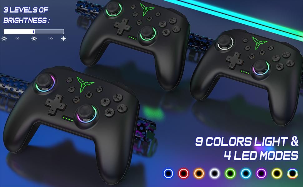 Switch Controller, Wireless Switch Controller Compatible with Switch Controller/Switch Lite/OLED, Wireless Switch Controllers Work with iOS/Android/PC with RGB Light, Programmable, TURBO & Wakeup