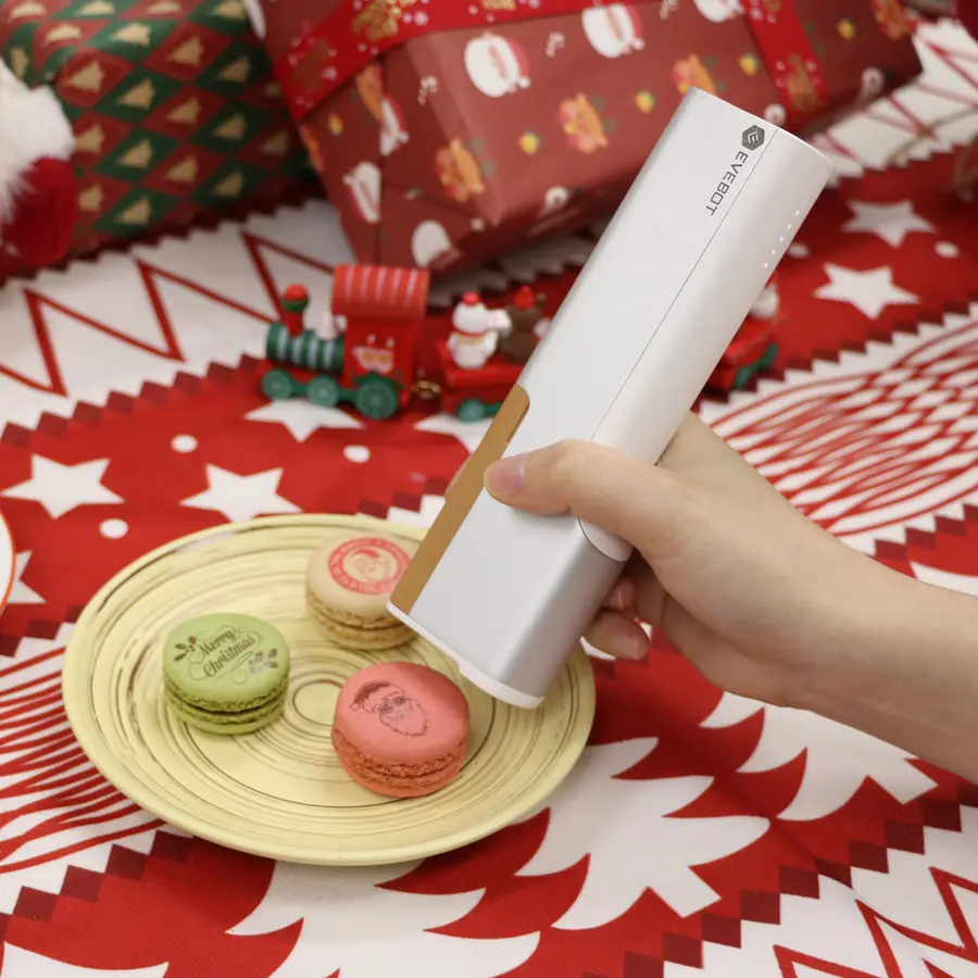 Evebot Handheld Food-Grade PrintPen - Compact 174x53x30mm Monochrome Portable Mini Printer, EU Plug, FDA-Certified Ink for Adding Custom Art to Lattes and Cakes, Edible Prints on Macarons/Cookies, Holiday Gifts