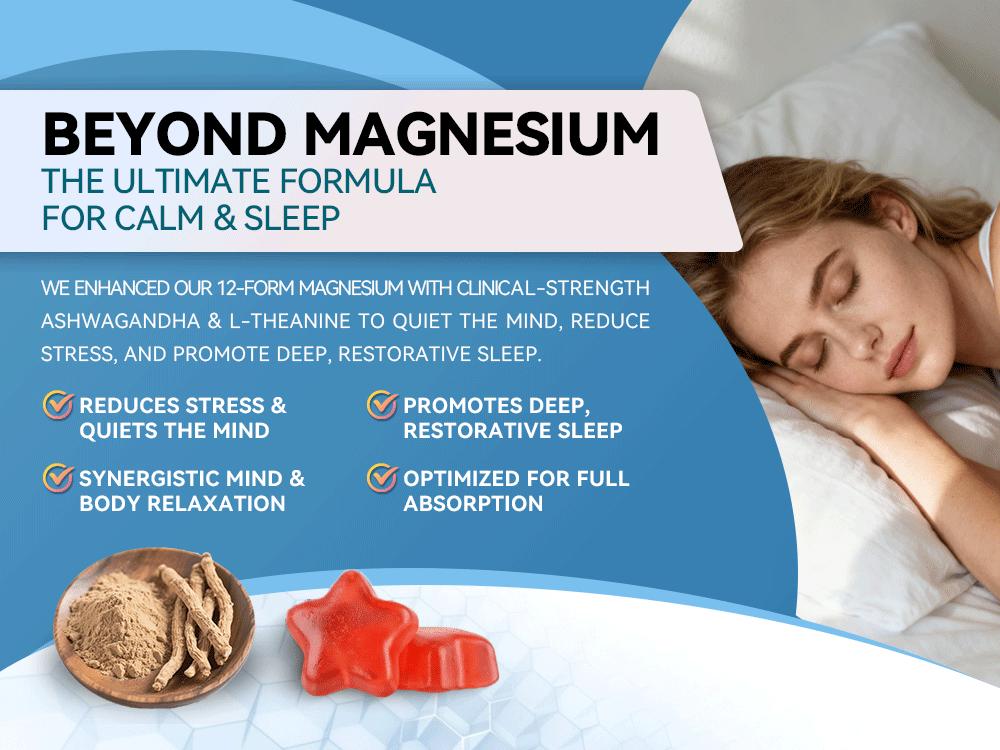 BEVIX 14-in-1 Magnesium Gummies for Sleep & Stress Relief – Melatonin-Free, with Ashwagandha, L-Theanine & 12 Forms of Magnesium  Healthcare  Natural