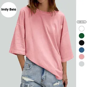 Imily Bela Womens 2026 New Summer Style Oversized Half Sleeve T-Shirts Casual Crew Neck Tunic Tops Loose Fit Boxy Basic Tees