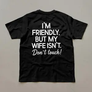 Friendly Yet Not Funny Wife Warning T-Shirt Men's Casual Streetwear Hoodie Comfortable Loose Pullover Fall Outfit