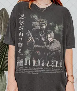 Retro 90's Biohazard Resident Evil T-Shirt, Leon Kennedy T-shirt, Resident Evil Horror Gaming T-Shirt, Gift For Women and Man