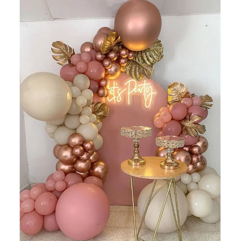 134 Piece Retro Pink Beige Balloons Garland Arch Kit, Balloon Decorations Kit, Balloon Arches, Wedding Birthday Party Decoration Balloon, Bridal Shower Christening Baptism Celebration, Balloon Set, Balloon Party Supplies