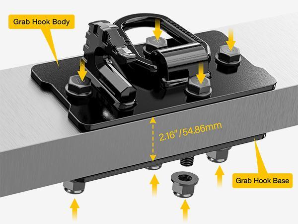 Nilight 2PCS Tractor Bucket Hooks with Tie Down Ring, Grade 70 Grade Forged Steel Bolt-On Grab Hook with Back Plates for Tractor Bucket RV UTV Truck MBS 15000 lbs, Black Organiser