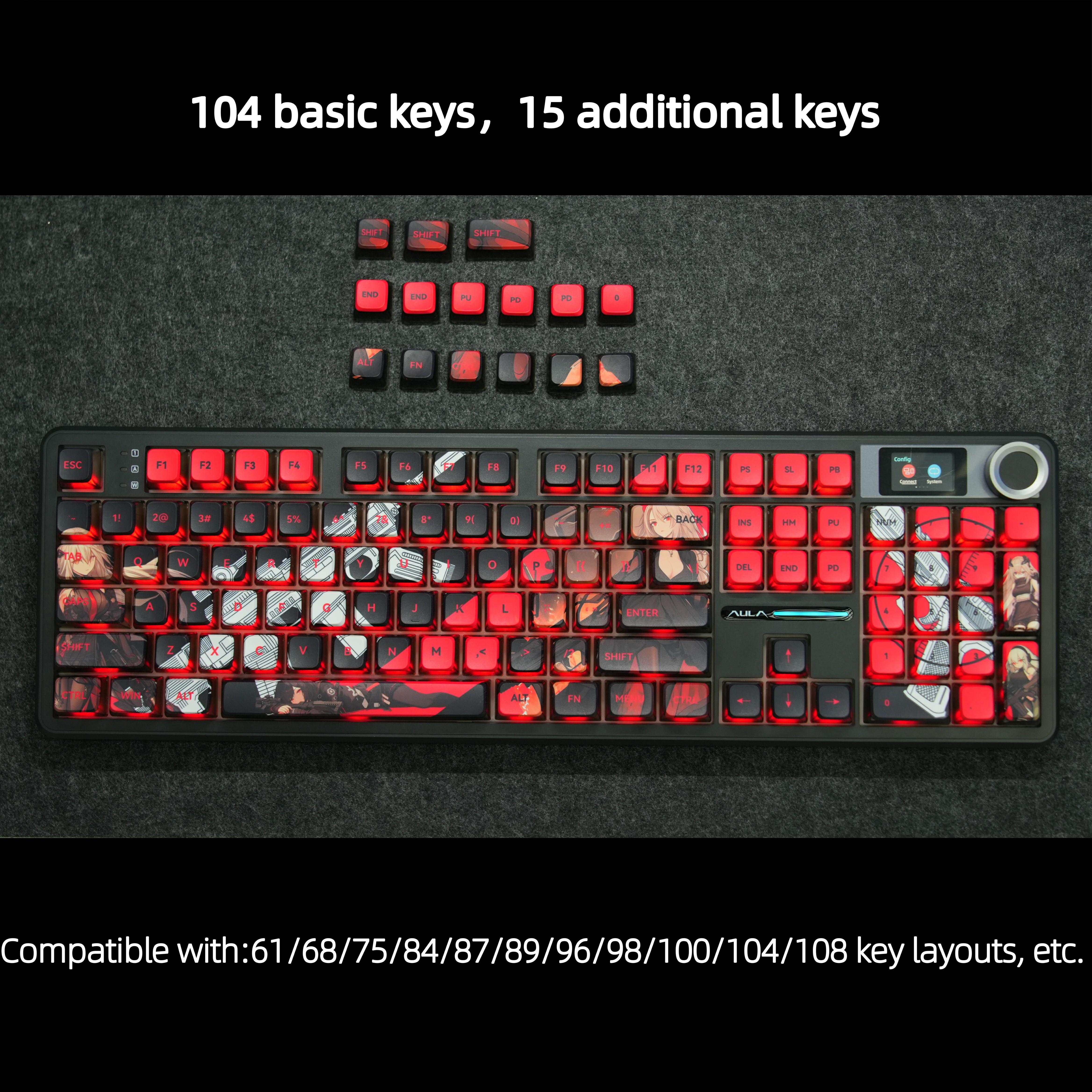 AULA MOA Keycaps 130 Keys, Cute Cloud Puppy Dye-Sub PBT Keycap Set, MX Compatible, 60% 65% 75% TKL 100% Mechanical Keyboards