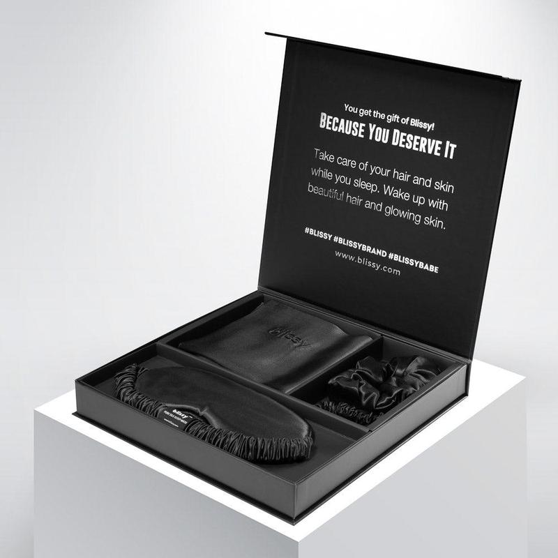 Blissy Dream Gift Set – 100% Mulberry Silk – Pillowcase, Sleep Mask & Scrunchies for Hair & Skin