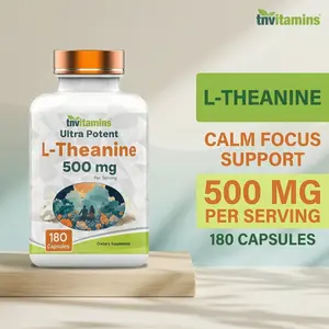 L-Theanine 500 mg Per Serving - 180 Capsules | Keep Calm, Cool, Collected, Alert, & Focused | L-Theanine Supplement May Support Mood, Brain, & Cognitive Function* | Non-GMO, Made in The USA!