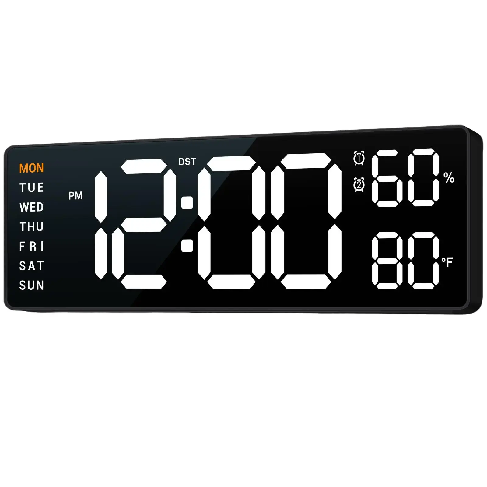 10" Square Digital Clock - Single Unit, Electric Plug-in, Precision Seconds Display, Large Numbers, 3 Dimmers, Auto DST, Metal & Plastic Room Decor for Living Room