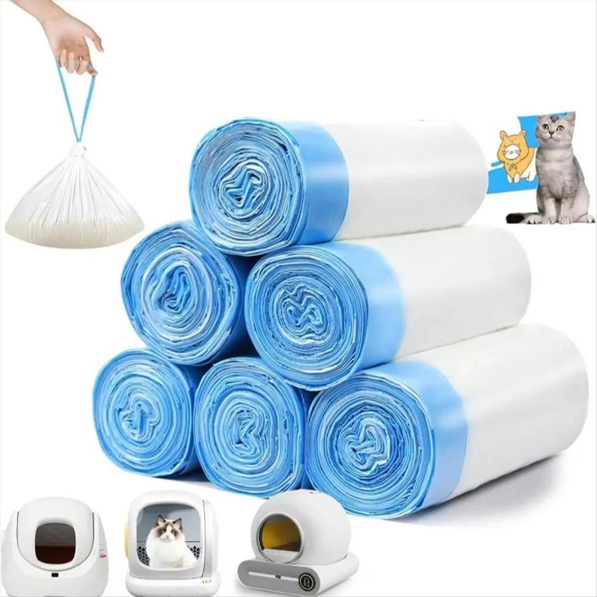 90 Count Cat Litter Bags for Automatic Litter Box Extra-Thick Cat Litter Box Liners for MeoWant/Catlink/Tonepie Toilette