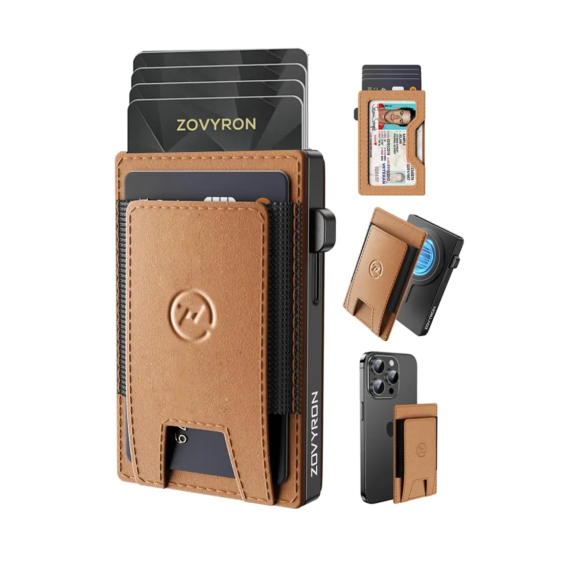 Men's 2-in-1 Magnetic Modern Plain Smart Pop-Up Wallet - Slim MagSafe Leather Card Holder with RFID Blocking, Detachable for Daily Carry
