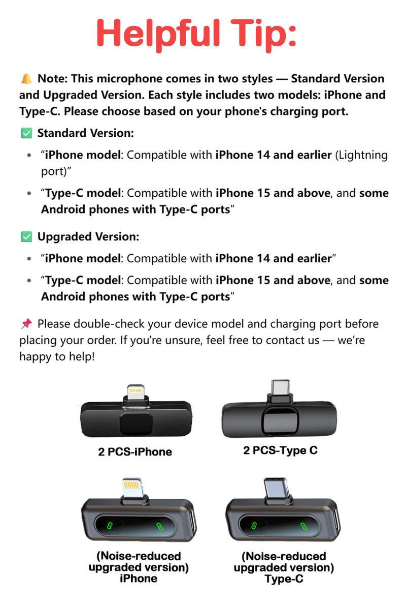 Wireless Lapel Microphone Noise Reduction for iPhone Android Plug-And-Play Professional Recording Phone Mic for Live Streaming Shorts Videos Tiktok Youtube Vlog Interview Online Classes,USB Rechargeable Wireless Microphone, Audio Devices