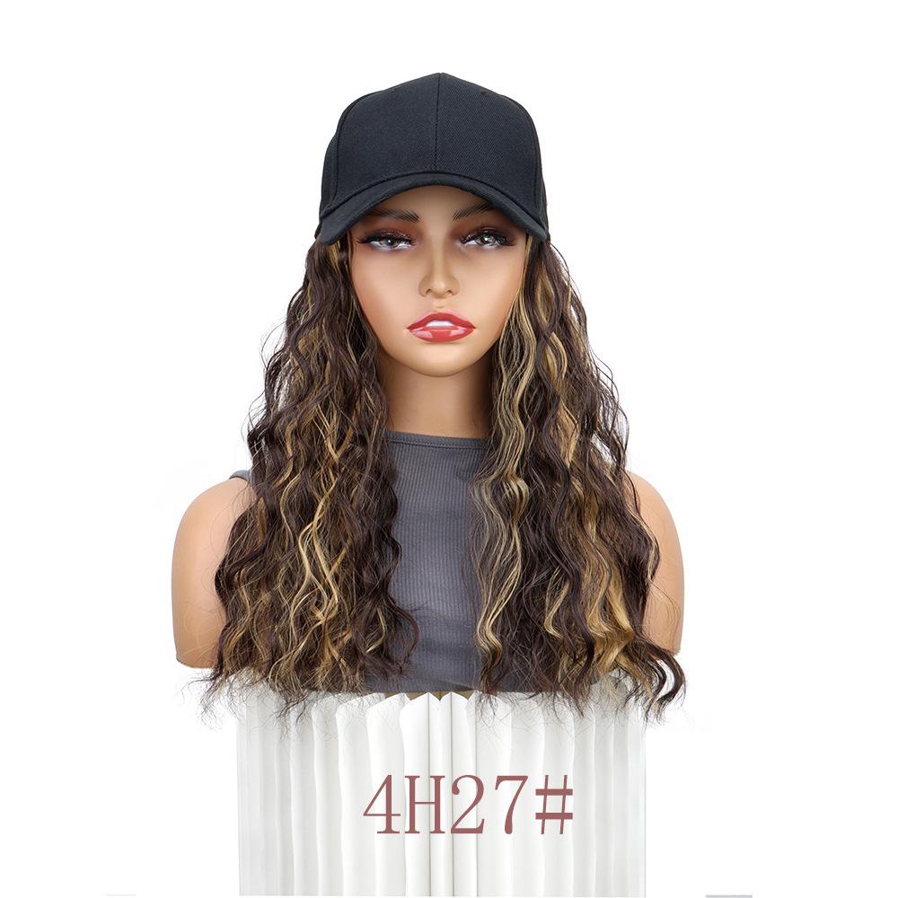17.7inch Bob Hair With Baseball CapWave Curly Hair Hat Short SyntheticHair Extensions For Women