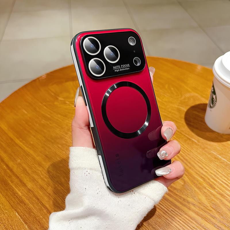 Magnetic Gradient Case For iPhone 17 Pro Max 17 Air 16 15 14 13 12 Pro Max with Full Camera Lens Protector [Compatible with MagSafe] Scratch Resistant Gradient Glass Back Cover