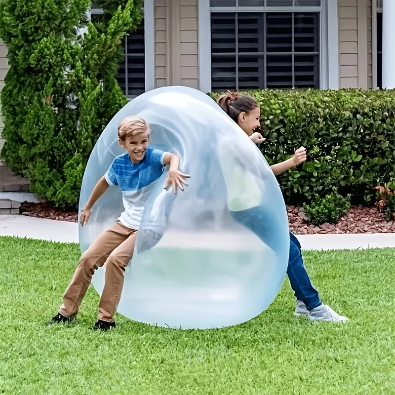2 Pack Giant Bubble Water Ball | Transparent Flexible TPR Style Rubber Inflatable | Leak-Proof Tear-Resistant Easy Inflatable Water Filled Ball for Beach, Yard Game & Family Summer Outdoor Activities