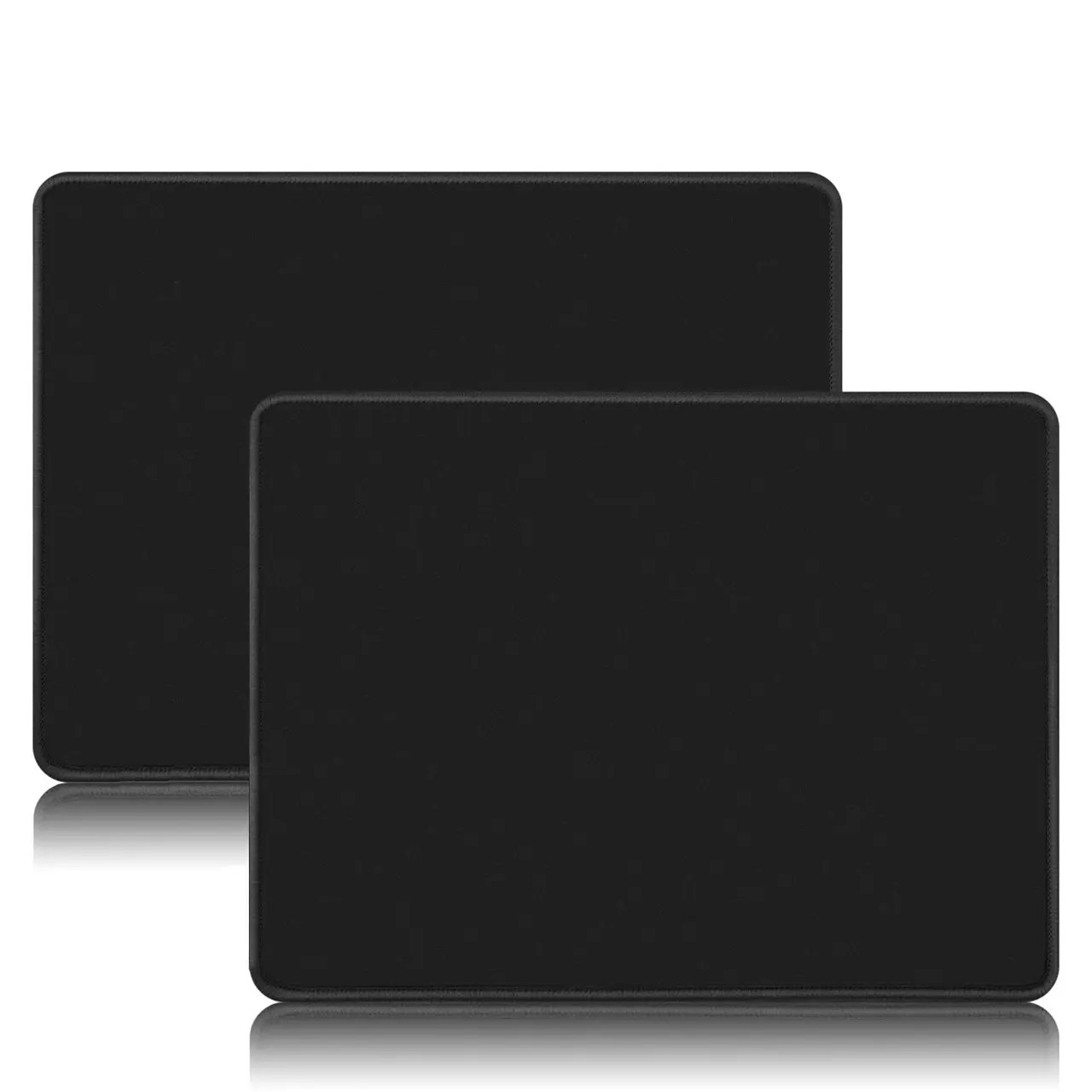 Mouse Pad 2 Pack with Stitched Edge, Non-Slip Rubber Base, Premium-Textured and Waterproof Mousepad for Computers, Laptop, Office and Home, 10.2x8.3inches, 3mm, Black