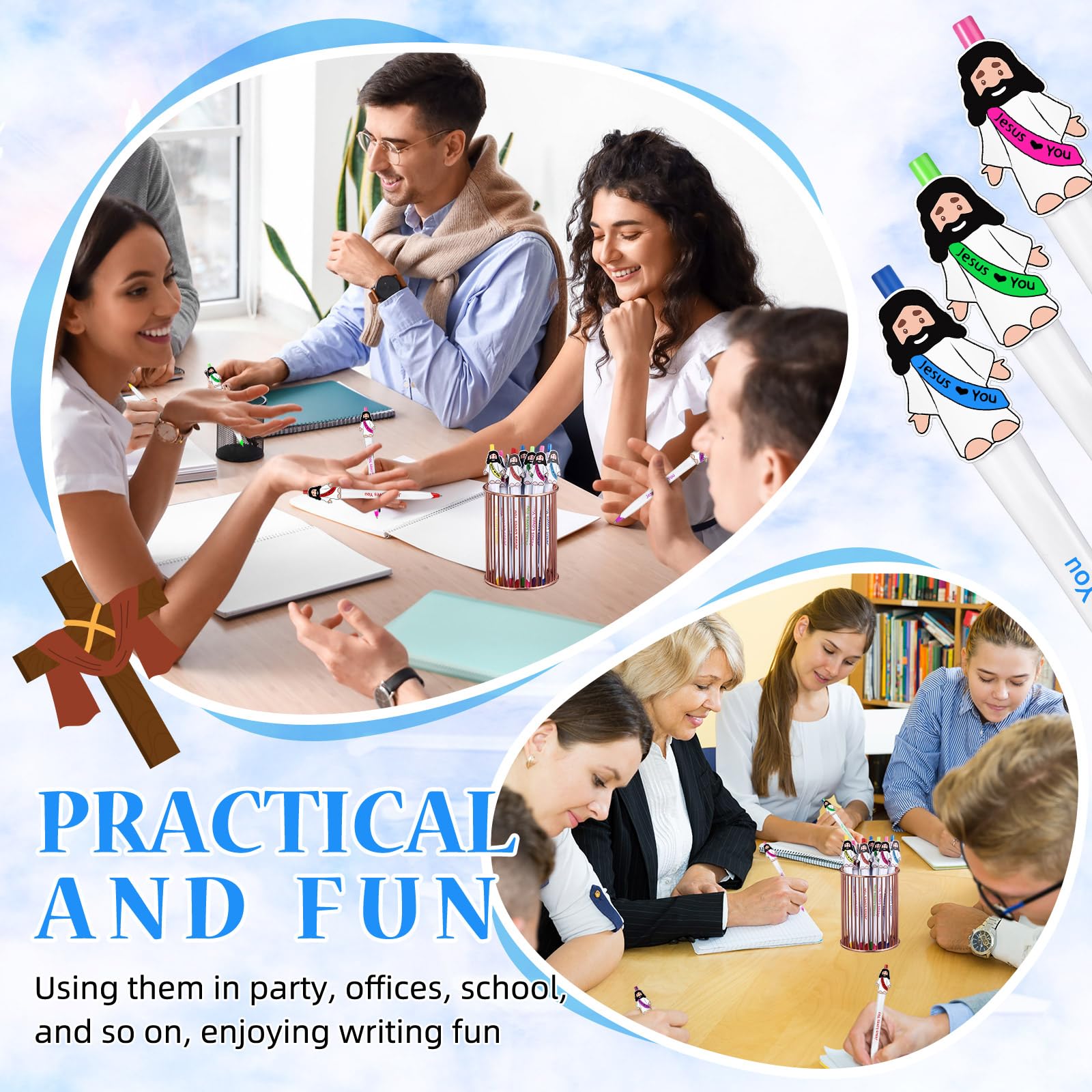 24/20Pcs Bible Verse Ballpoint Pen Jesus love You Pen for Sunday School Baptism Gift Easter Basket Stuffer Inspirational Ballpoint Pen for Men Women Bible Study and Daily Use School & Office Stationery Supplies