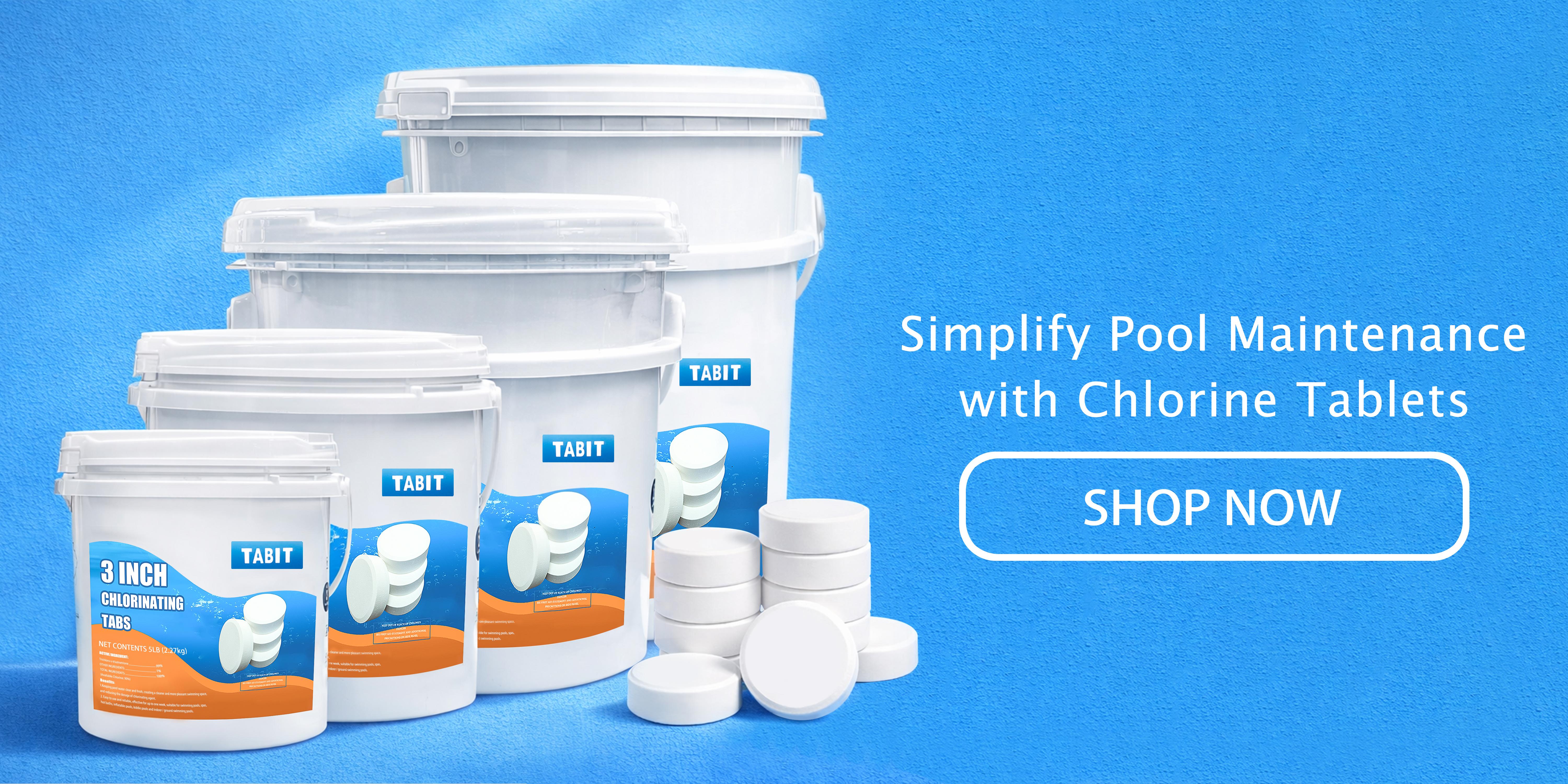 TABIT 3" Chlorine Tabs, 3 Inch Chlorinating Tablets 5 lbs for Swimming Pool, Spa and Hot Tub, Slow Dissolving