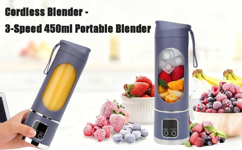 Portable personal electric USB blender, 500ML portable juicer milkshake and smoothie blender, small mixer, compact, convenient, multi-functional (purple)
