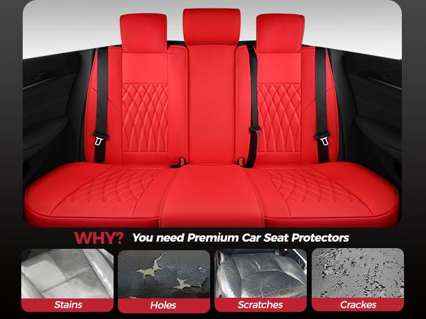 【FREESOO】Luxury Car Seat Covers Nappa Leatherette Waterproof Breathable Porous Foam Ergonomic Lumbar Support for Trucks SUVs Sedans | F35
