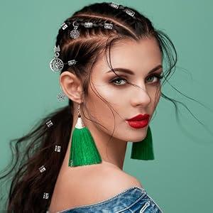 "200PCS Dreadlock Beads and Hair Jewelry Set – Gold & Silver Braiding Cuffs, Crystal Charms, Metal Coil Rings, Hair Clips & Loc Tubes for Braids, Twists, Dreads & Hair Decoration"