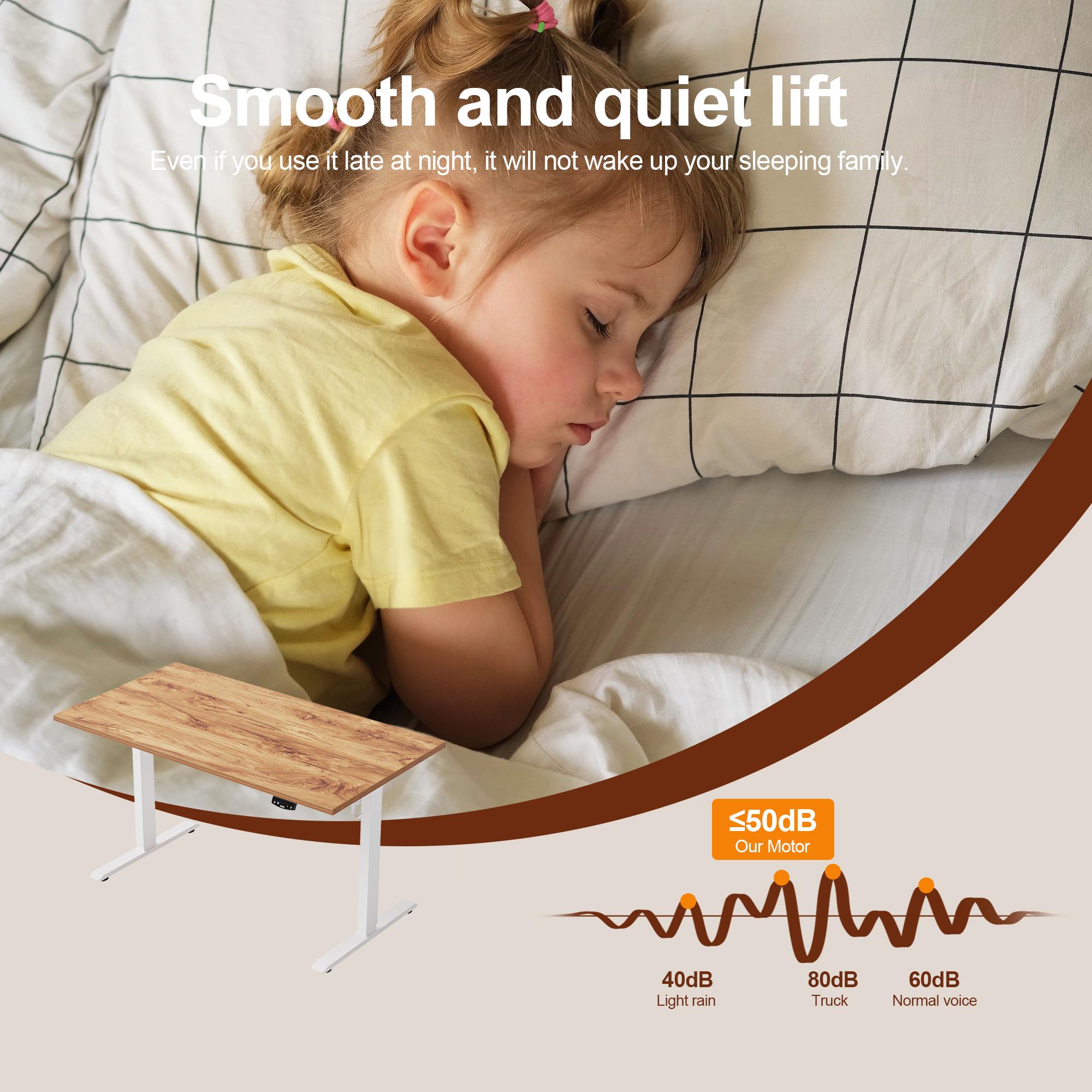 Agilestic 63 Inch Adjustable Electric Standing Desk,Morden Sit to Stand Desk,Computer Desk for Home Office Workstation,Oka/White/Black/Rustic Brown